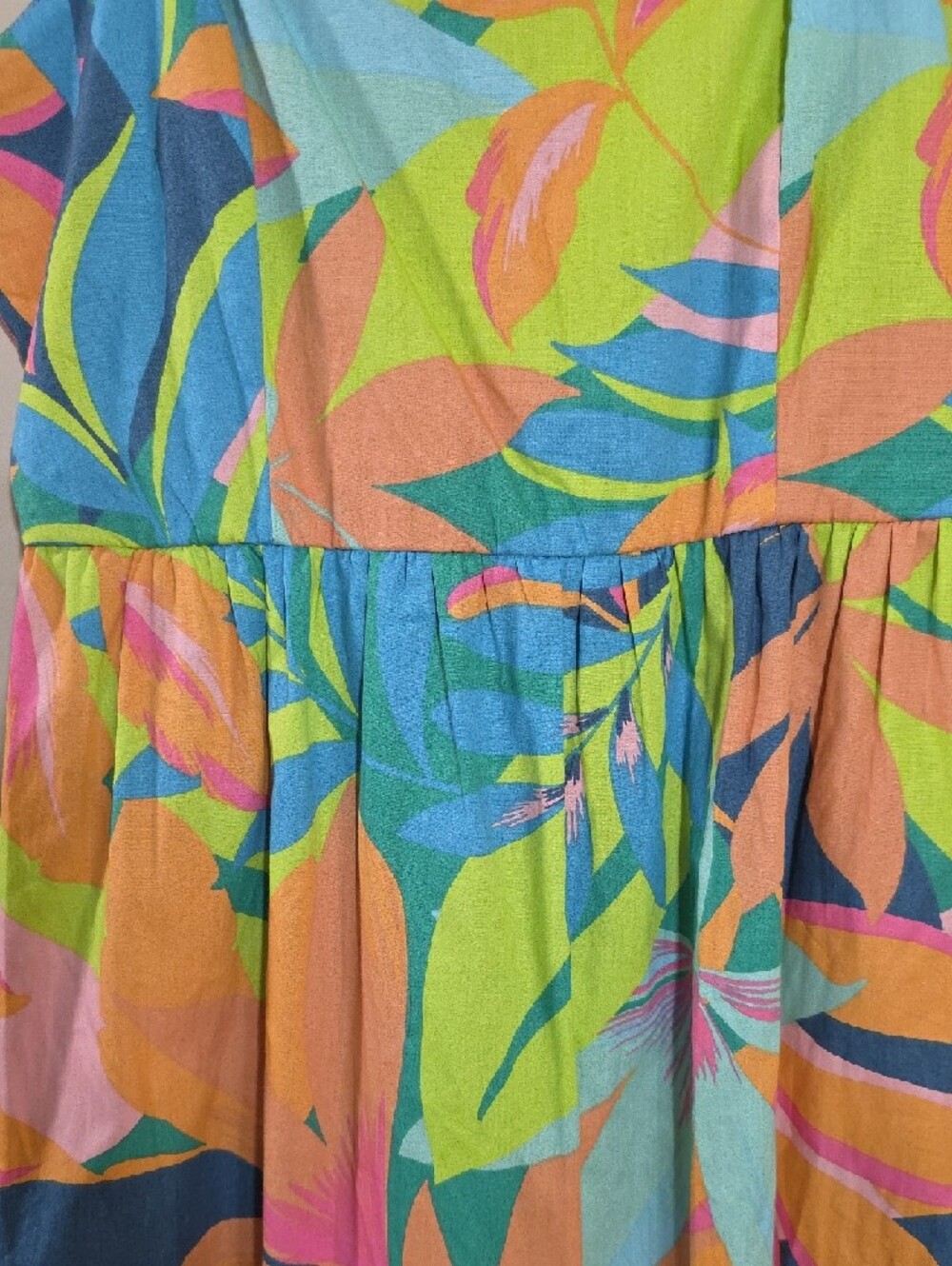 Sincerely Jules Tropical Print Smocked Back Midi Dress - Picture 3 of 5